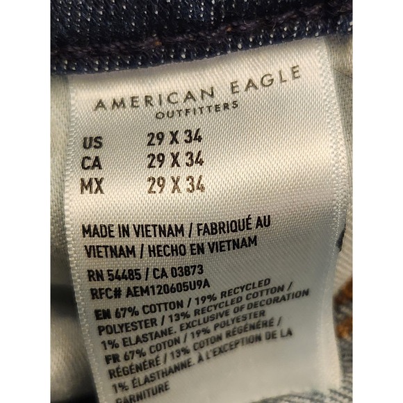 American Eagle Mens Original Straight Blue Jeans 29x34 Airflex Extreme Flex Boot - Picture 3 of 4